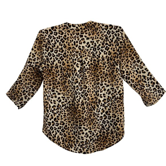 Alison Andrews Womens Leopard Print Roll Tab Sleeve Blouse L Mob Wife Career - Picture 3 of 9
